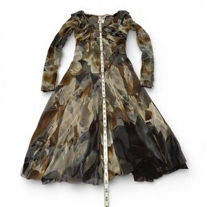 Y2K era Fuzzi Italy Sheer Mesh Abstract Print Midi Dress Size M